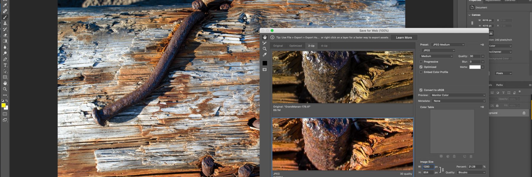 Using Save for Web for Image Optimization